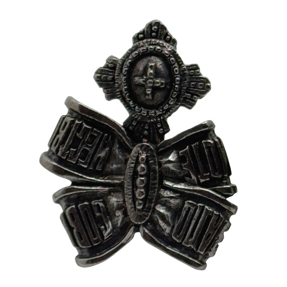 Vintage Silver Tone Maltese Cross Bow Ribbon Clip On Earrings